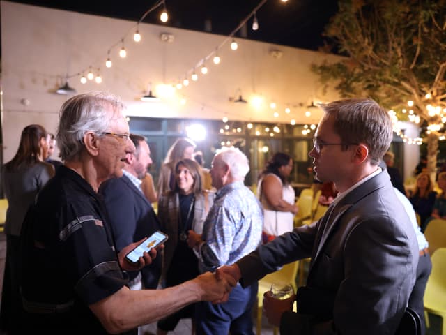 "Matt Beienburg with attendees" by Gage Skidmore / Flickr, CC BY-SA 2.0. Source: https://www.flickr.com/photos/gageskidmore/54503339612/ License: https://creativecommons.org/licenses/by-sa/2.0/ Flickr photo ID: 54503339612. Original file; no modifications.